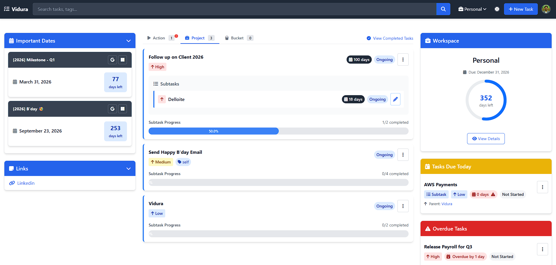 Vidura Dashboard Overview