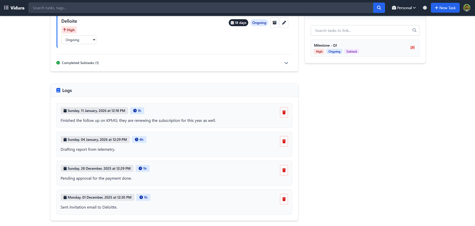 Time Tracking Interface